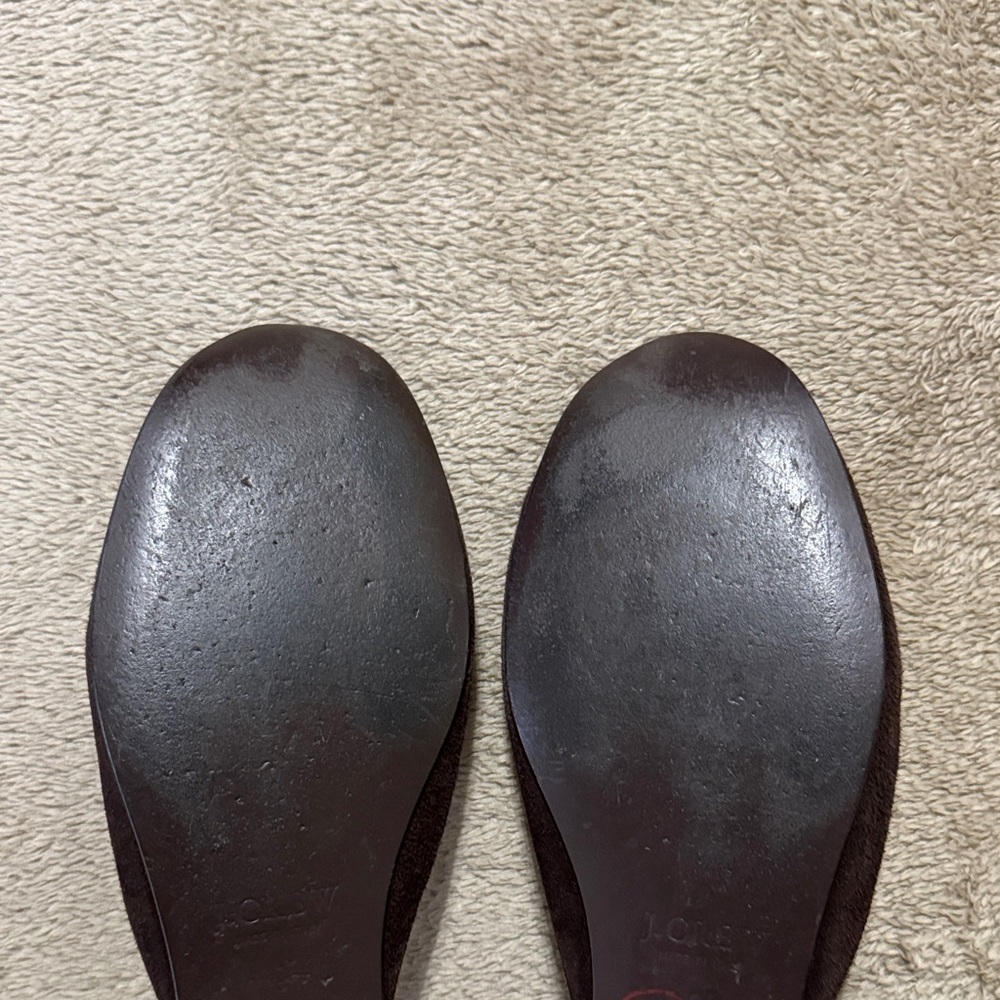 J. Crew Women's Trendy Stella Dark Brown Pom Pom Suede Loafers - Picture 8 of 11